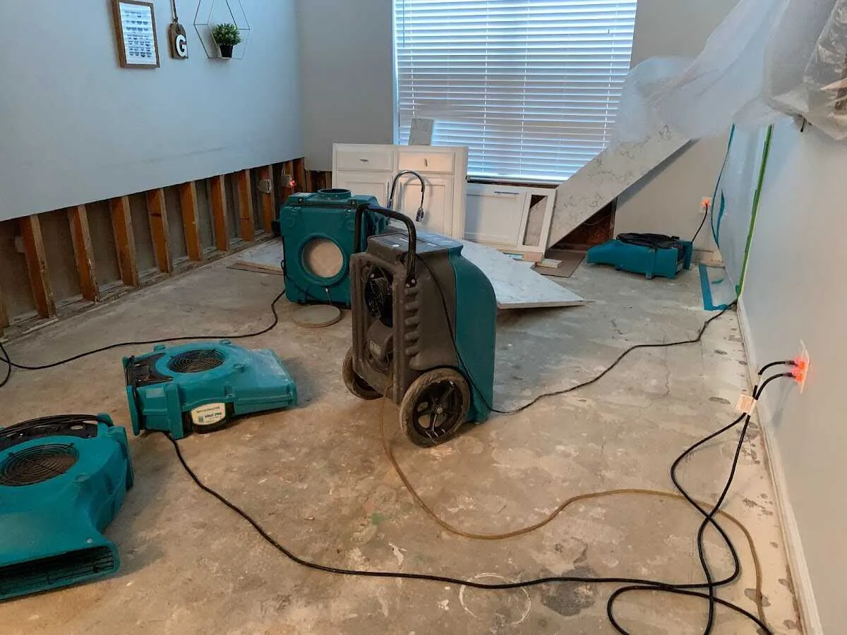 Dehumidifier in flood-cut room for Water Extraction & Removal in Bell